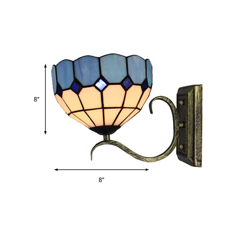 BowLift | Classic Tiffany Wall Lamp One Light Art Glass Wall Lamp in Antique Bronze for the Bathroom