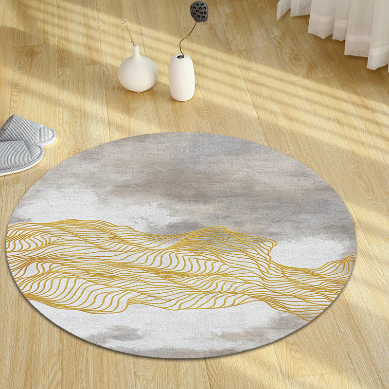 BowLift | Contemporary watercolour patterned rug with twist stripes Multi-colour polyester rug Non-slip backing Washable Pet-friendly rug for bedroom