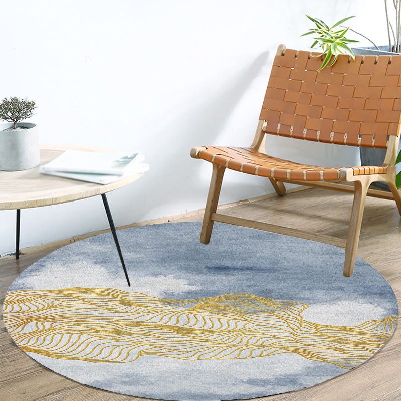 BowLift | Contemporary watercolour patterned rug with twist stripes Multi-colour polyester rug Non-slip backing Washable Pet-friendly rug for bedroom