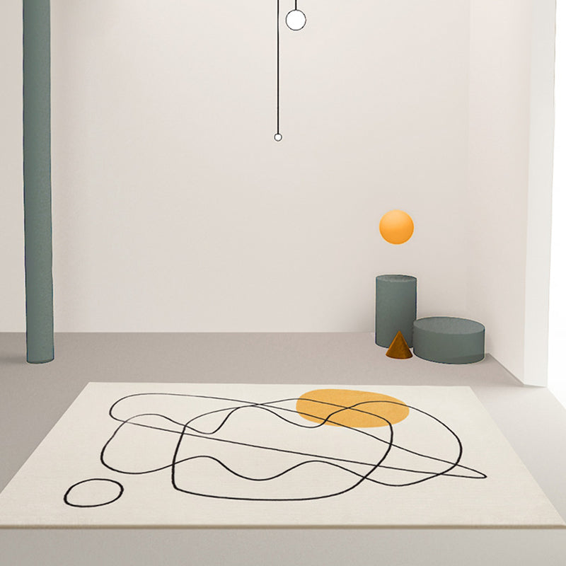 BowLift | Beige Abstract Rug Polyester Modern Rug Washable Non-Slip Pet-Friendly Area Rug for the Living Room