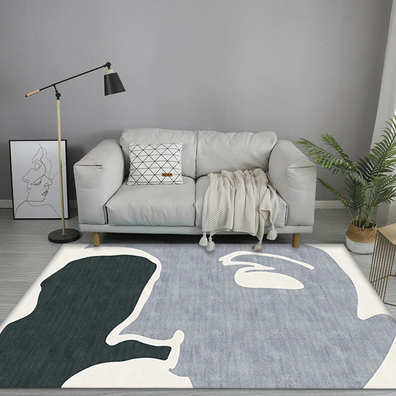 BowLift | Unique Modernism Rug Gray and Black Color Block Rug Pet Friendly Non-Slip Washable Rug for Decoration