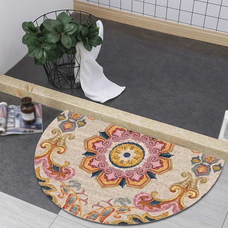 BowLift | Bohemian Floral Pattern Rug Multicolor Polyester Rug Machine Washable Non-Slip Back Rug for Living Room