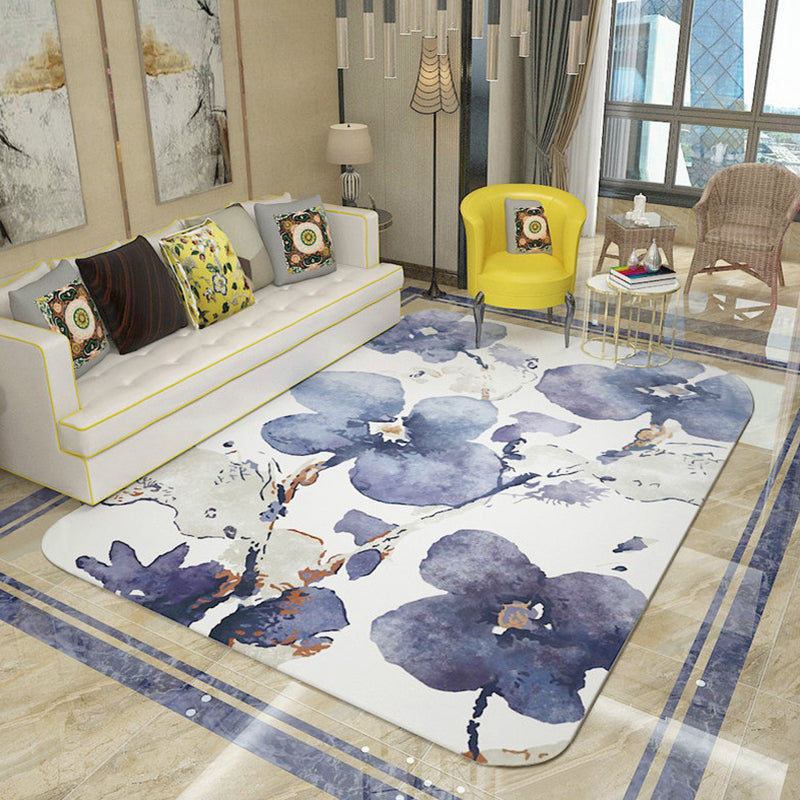 BowLift | Shabby Chic Watercolor Pattern Rug Multicolor Polyester Rug Washable Pet Friendly Non-Slip Area Rug for Study