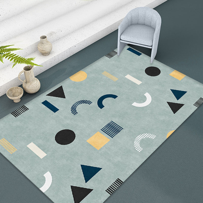 BowLift | Casual Modernism Area Rug Green Geometric Pattern Area Rug Pet Friendly Non-Slip Washable Area Rug for Decoration