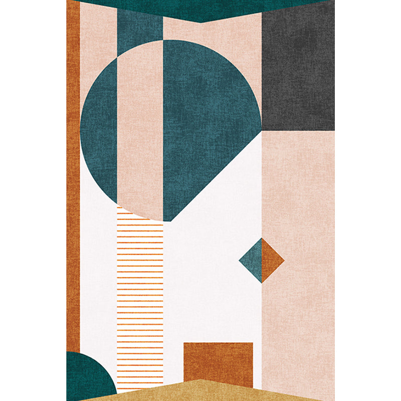 BowLift | Casual Multicolor Modernist Carpet Polyester Color Block Stripe Pattern Carpet Washable Pet Friendly Non-Slip Carpet for Living Room