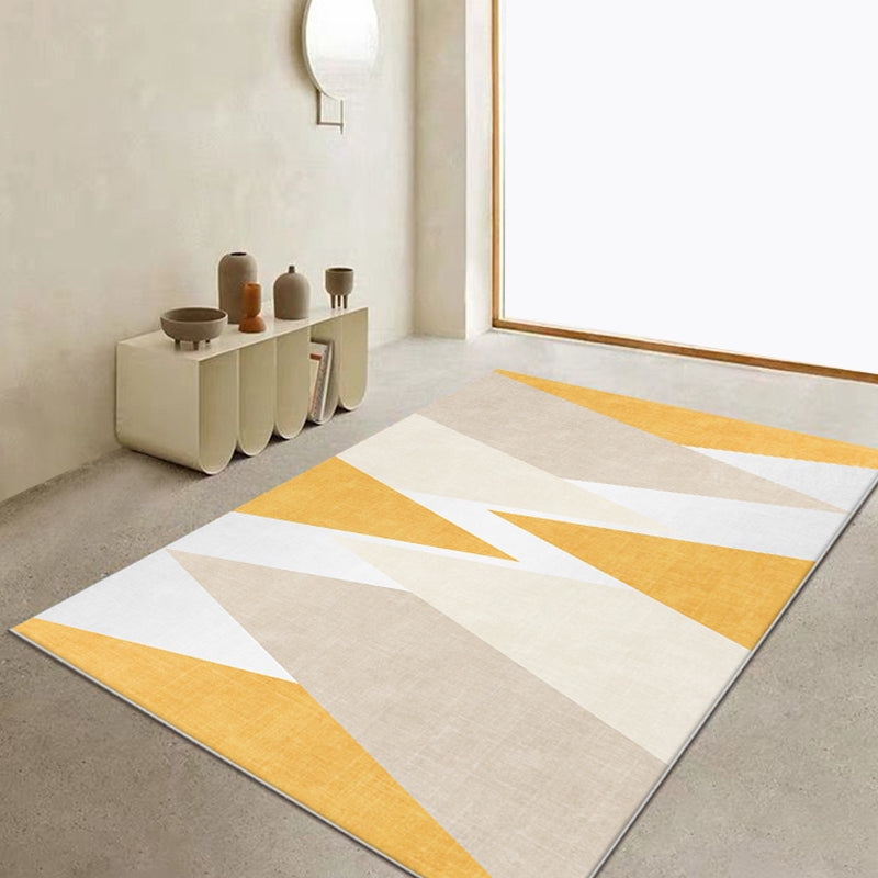 BowLift | Yellow geometric patterned carpet polyester modern carpet washable non-slip pet-friendly carpet for the living room