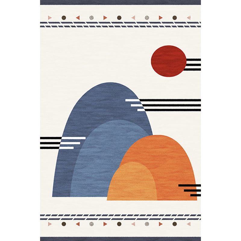 BowLift | Blue Mountain Pattern Rug Polyester Oriental Rug Washable Non-Slip Pet-Friendly Rug for Living Room