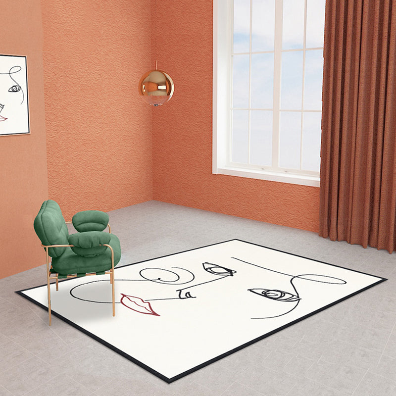 BowLift | Beige Abstract Rug Polyester Modern Rug Washable Non-Slip Pet-Friendly Area Rug for the Living Room