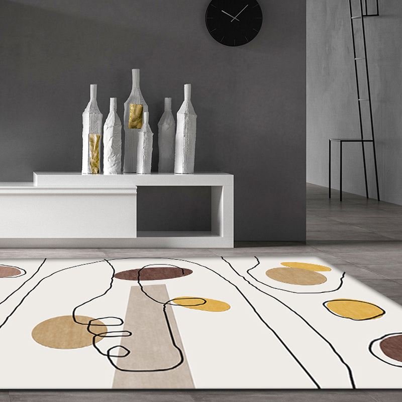 BowLift | Green and Beige Abstract Carpet Polyester Modern Carpet Washable Non-Slip Pet-Friendly Area Rug for Living Room