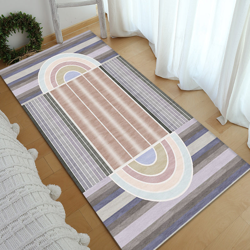 BowLift | Casual Modernism Rug Brown Striped Pattern Rug Pet Friendly Non-Slip Washable Rug for Decoration