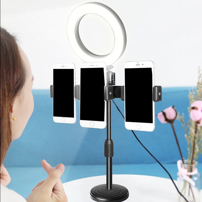 BowLift | Phone Support LED Fill Flush Lamp Modern Black Finish USB Makeup Light with Round Metal Shade