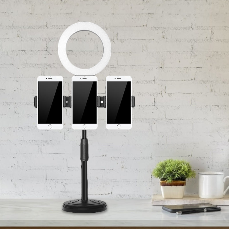 BowLift | Phone Support LED Fill Flush Lamp Modern Black Finish USB Makeup Light with Round Metal Shade
