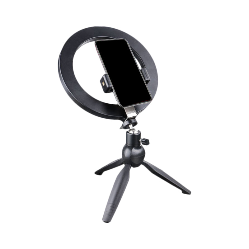 BowLift | Phone Holder LED Makeup Light Minimalist Black Tripod Fill Light Lighting with Round Metal Shade
