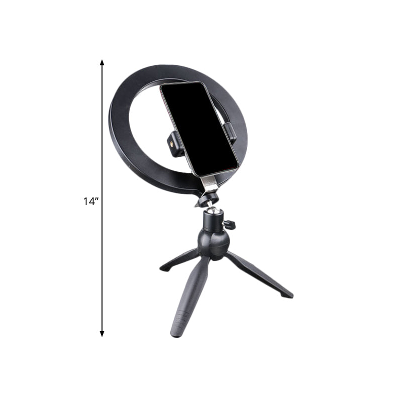 BowLift | Phone Holder LED Makeup Light Minimalist Black Tripod Fill Light Lighting with Round Metal Shade