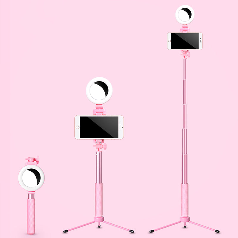 BowLift | Modernist LED Mirror Lighting Pink Circle USB Fill Lamp with Metallic Shade, Design for Phone Holder