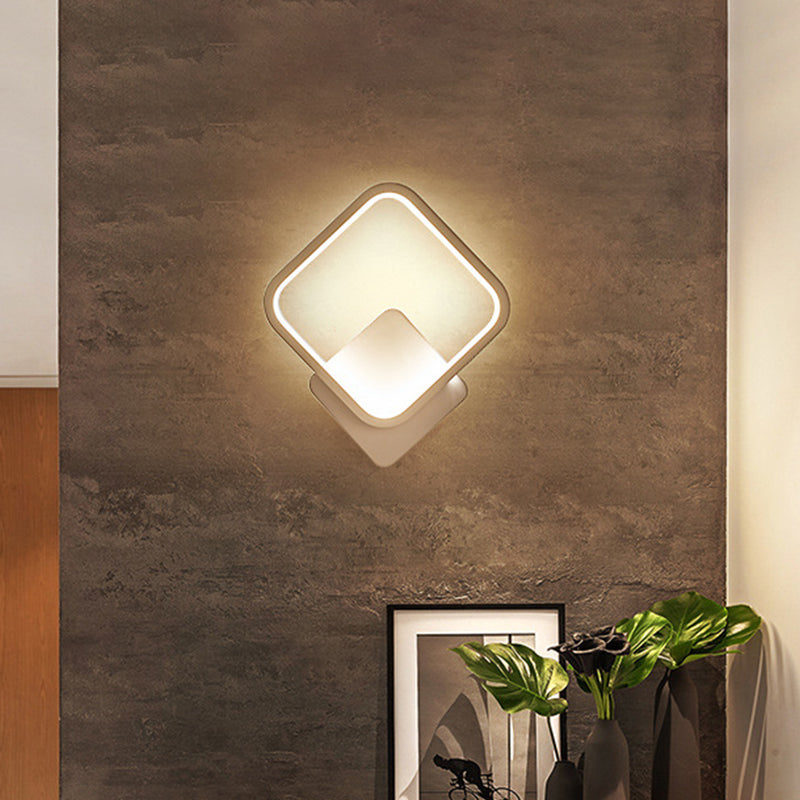 BowLift | Fillet Square Ring Acrylic Wall Light Simplicity White LED Wall Mounted Lamp in Warm/White Light, 10"/12" Wide