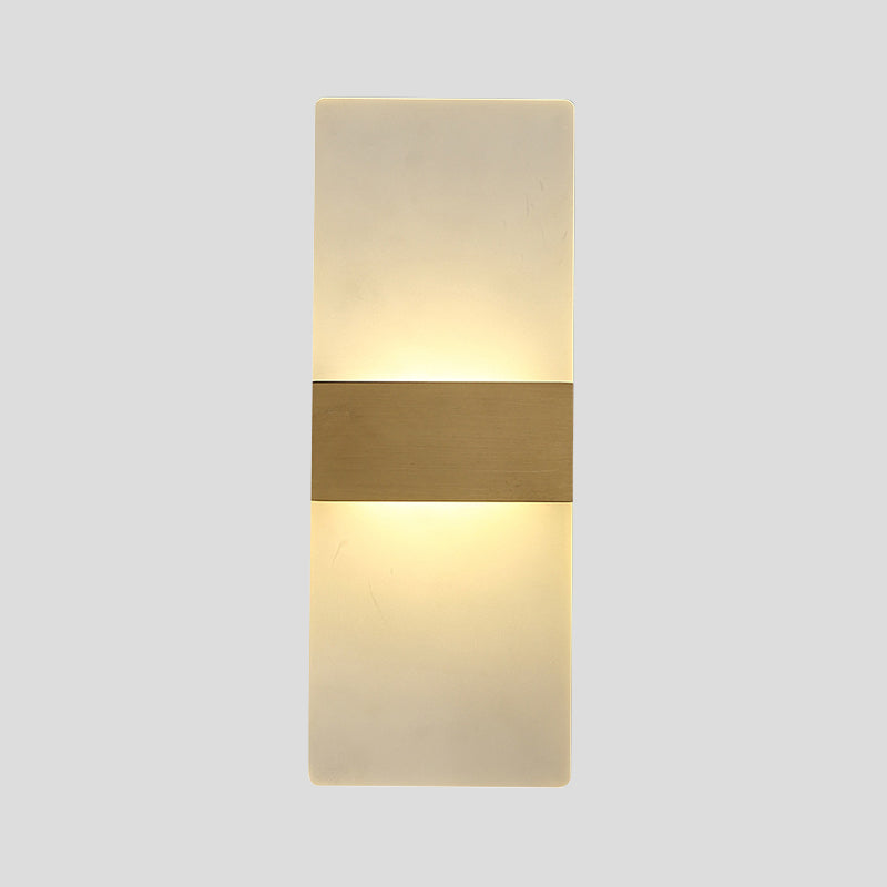 BowLift | Rectangular Flush Wall Light Minimalist Acrylic Night Light with Gold Band, Warm/White Light
