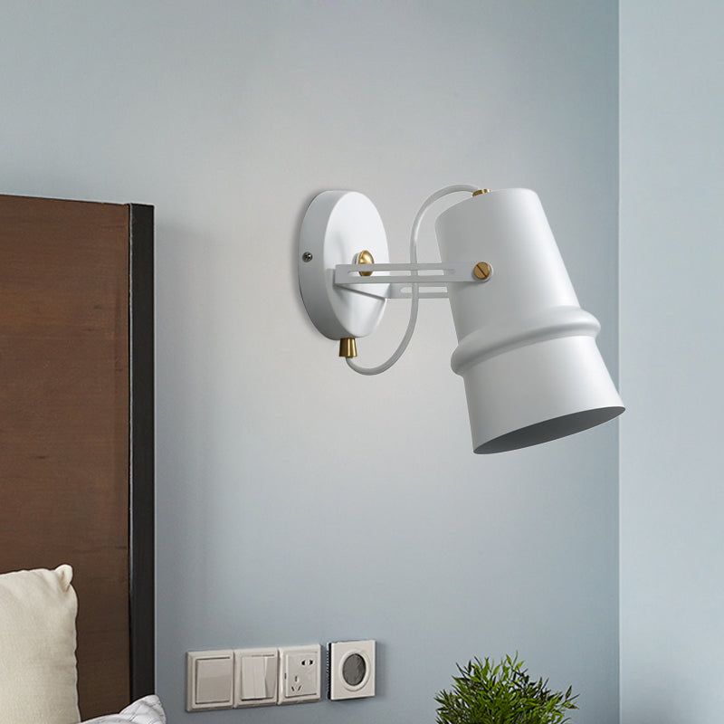 BowLift | Black/White Cone Wall Lamp Vintage Iron 1-Head Living Room Adjustable Wall Light Lighting Fixture