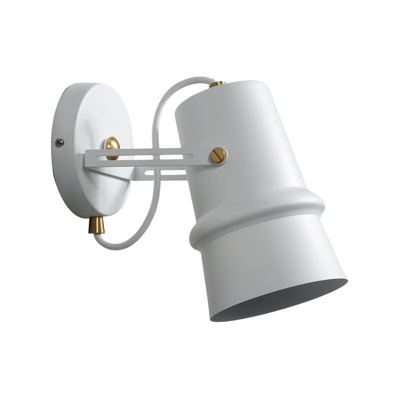 BowLift | Black/White Cone Wall Lamp Vintage Iron 1-Head Living Room Adjustable Wall Light Lighting Fixture