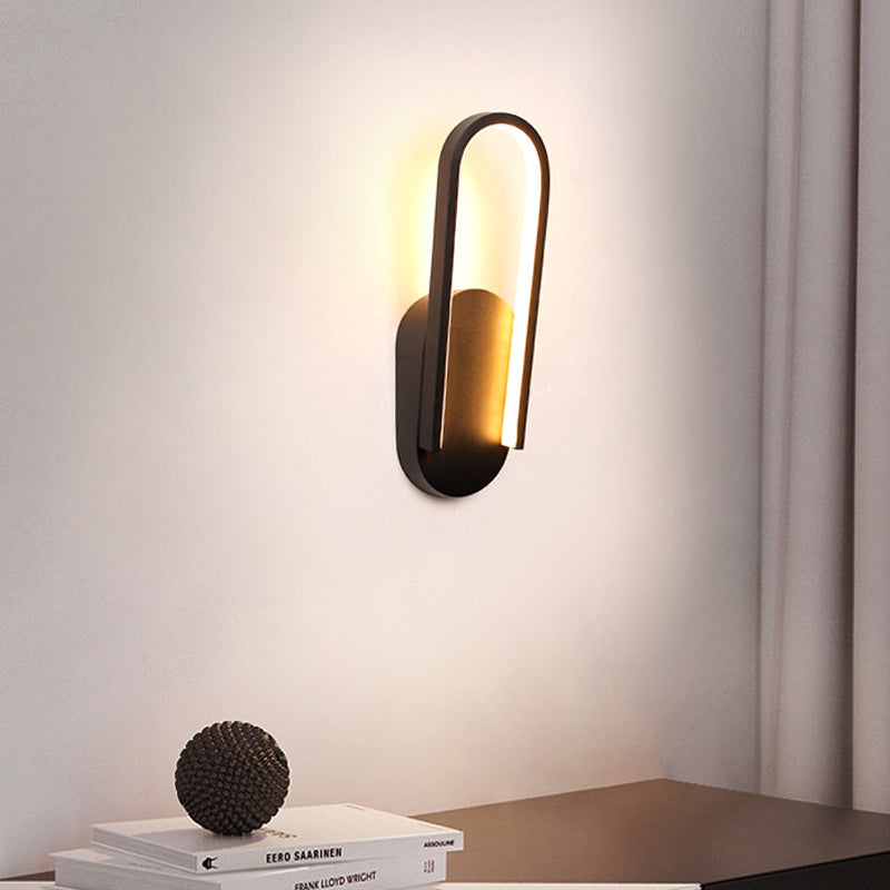 BowLift | Black/White Inclined Half-Oblong Wall Light Minimalist Acrylic LED Wall Mounted Light in Warm/White Light for Salon