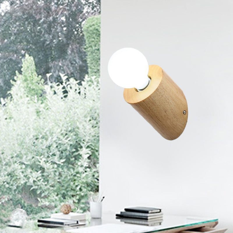 BowLift | Wood Angle Pol Wall Light Minimalist 1 Head Beige Wall Light with Open Bulb Design