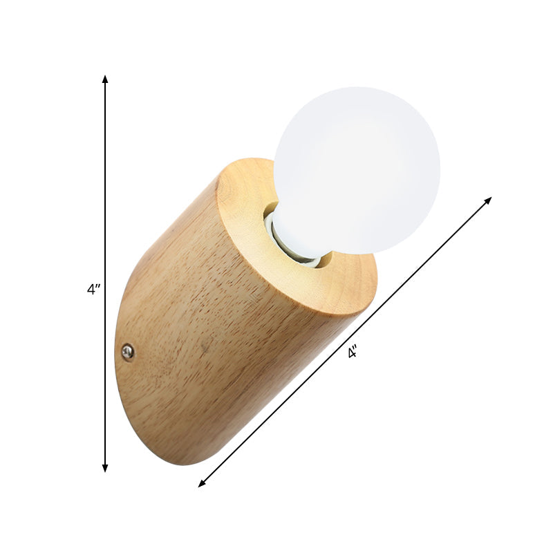 BowLift | Wood Angle Pol Wall Light Minimalist 1 Head Beige Wall Light with Open Bulb Design