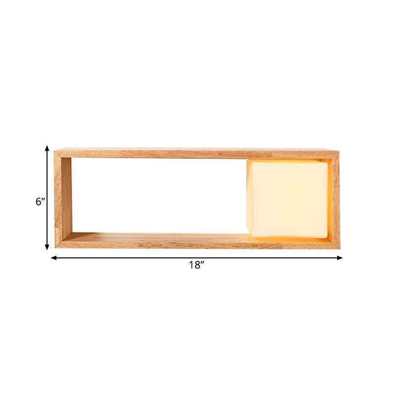 BowLift | Fillet/Right Angle Wall Lamp Nordic Wood 1 Head Nightstand Wall Lamp with Shelf Function