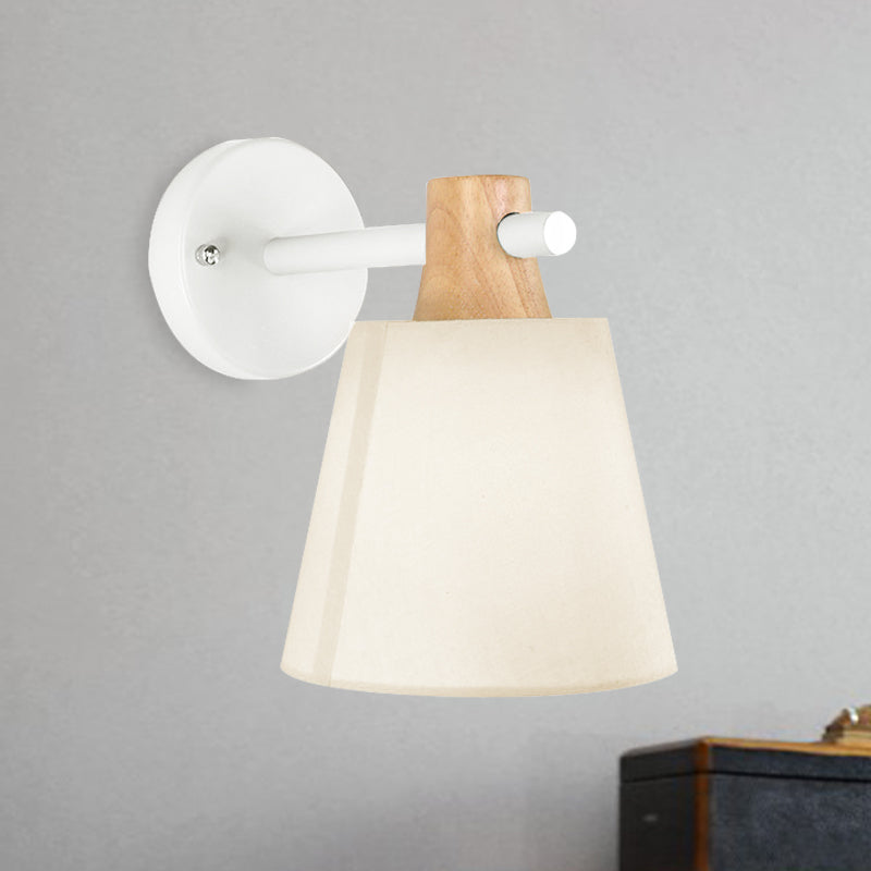 BowLift | Conical Wall Lamp Macaron Fabric 1 Head Blue/White/Yellow Wall Lighting Ideas with Straight Arm and Wood Clamp