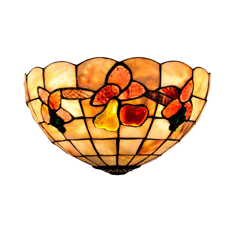 BowLift | Petal Dining Room Wall Lamp with Fruits Shell Tiffany Antique Wall Lamp in Beige for Hotel
