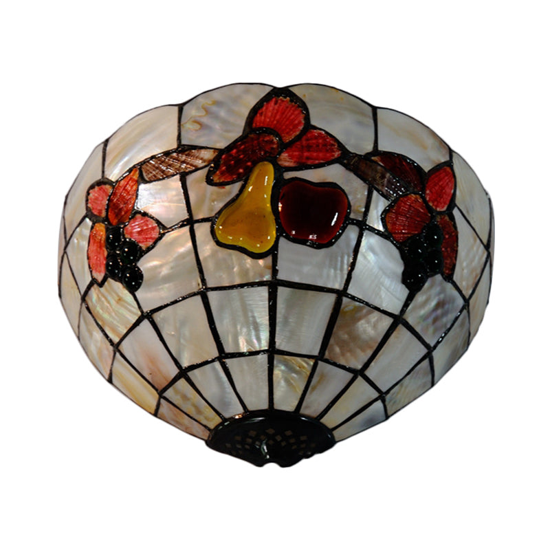 BowLift | Petal Dining Room Wall Lamp with Fruits Shell Tiffany Antique Wall Lamp in Beige for Hotel