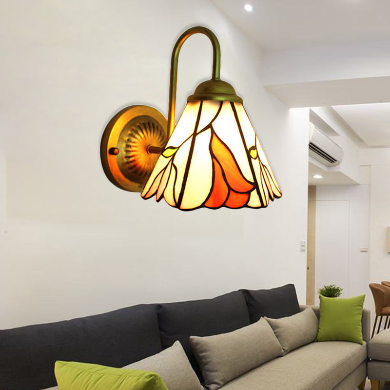 BowLift | Stained Glass Pink Wall Lighting Lily 1 Head Tiffany Wall Lamp for Living Room