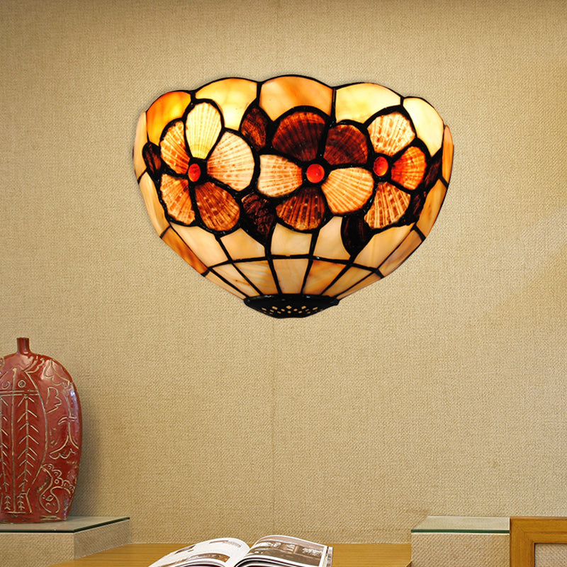 BowLift | Shell Desert Rose Wall Lamp with Half Circle Shape Tiffany Style Wall Lamp in Beige for Hotel Restaurant