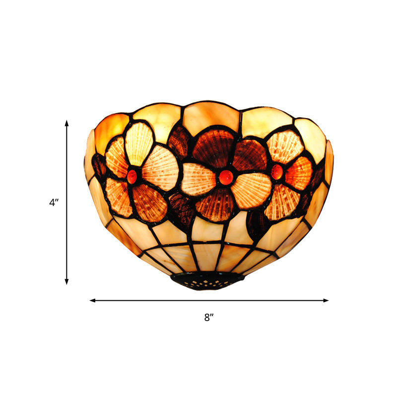BowLift | Shell Desert Rose Wall Lamp with Half Circle Shape Tiffany Style Wall Lamp in Beige for Hotel Restaurant