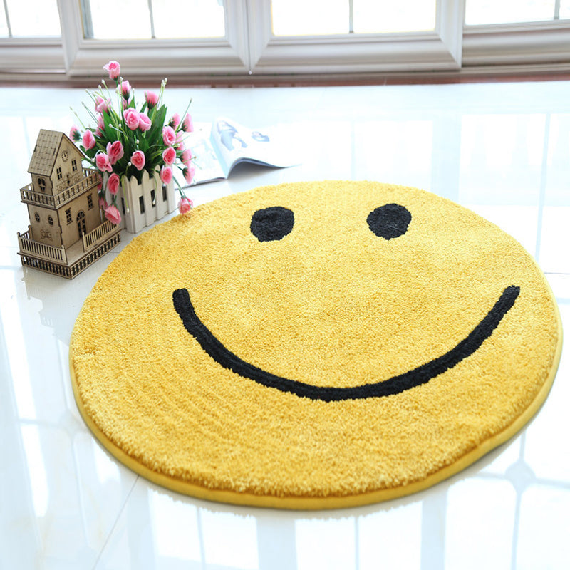 BowLift | Yellow Emoji Pattern Carpet Polyester Modern Carpet Pet Friendly Washable Non-Slip Carpet for Bedroom