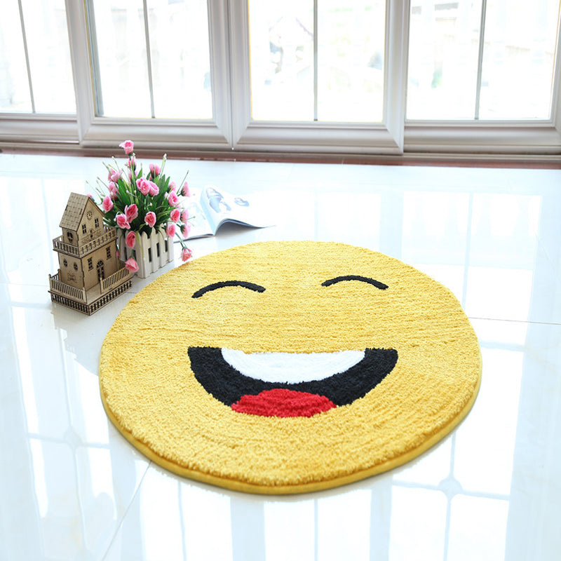 BowLift | Yellow Emoji Pattern Carpet Polyester Modern Carpet Pet Friendly Washable Non-Slip Carpet for Bedroom