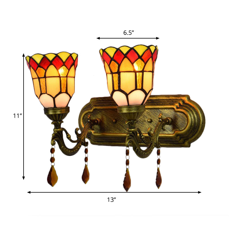 BowLift | Foyer Stair Bell Wall Light with Agate Glass 2 Heads Tiffany Traditional Wall Lighting