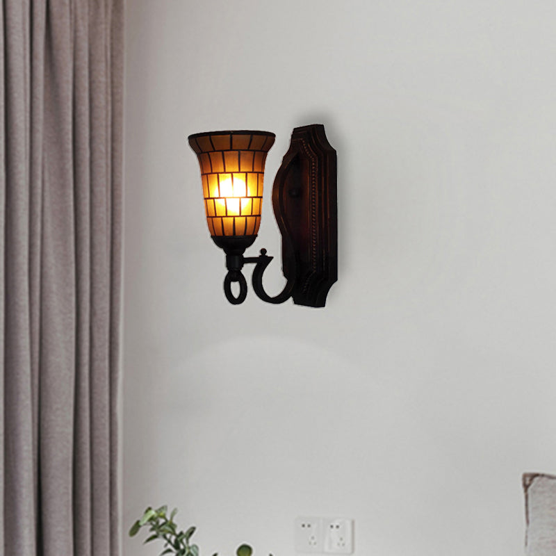 BowLift | 1 Head Slim Bell Wall Lamp Retro Loft Glass Wall Light in Yellow for Library Café