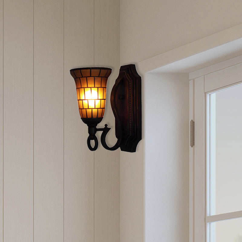 BowLift | 1 Head Slim Bell Wall Lamp Retro Loft Glass Wall Light in Yellow for Library Café