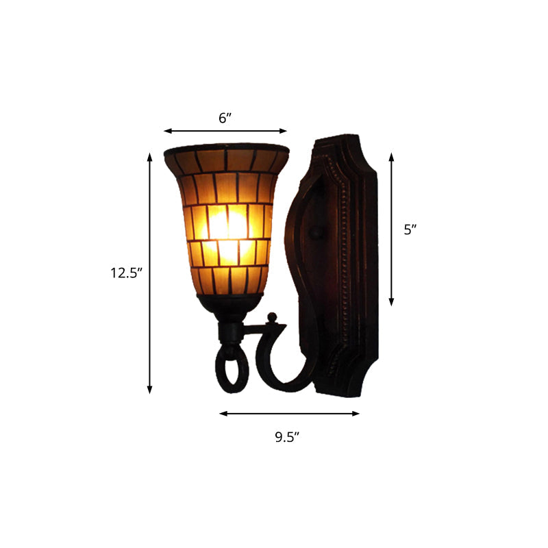 BowLift | 1 Head Slim Bell Wall Lamp Retro Loft Glass Wall Light in Yellow for Library Café