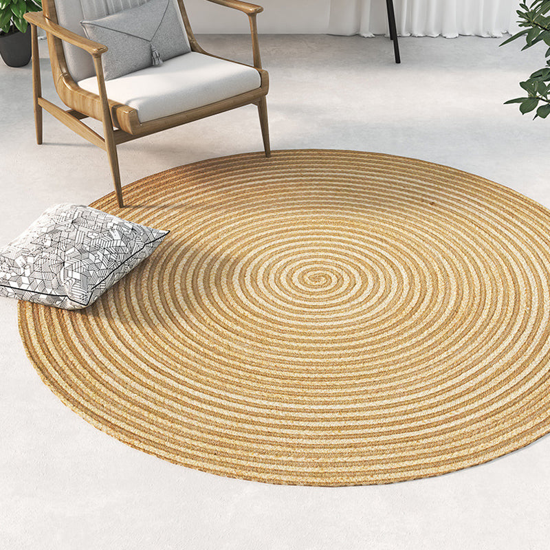 BowLift | Country Circle Pattern Rug Brown Sisal Carpet Non-Slip Back Washable Pet-Friendly Carpet for Home