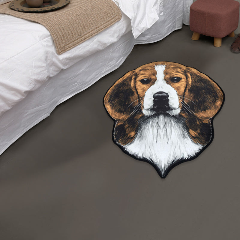 BowLift | Creative Brown Contemporary Carpet Polyester Dog Pattern Rug Washable Pet Friendly Non-Slip Carpet for Kids Room