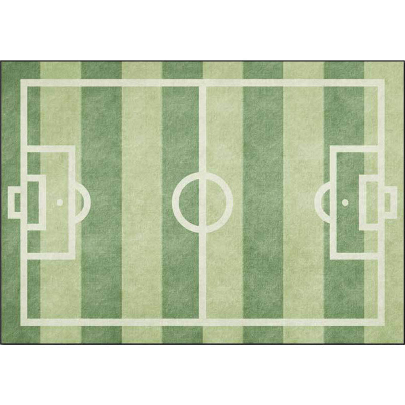 BowLift | Creative Football Field Pattern Rug Green Kids Rug Polyester Pet Friendly Washable Non-slip Area Rug for Decoration