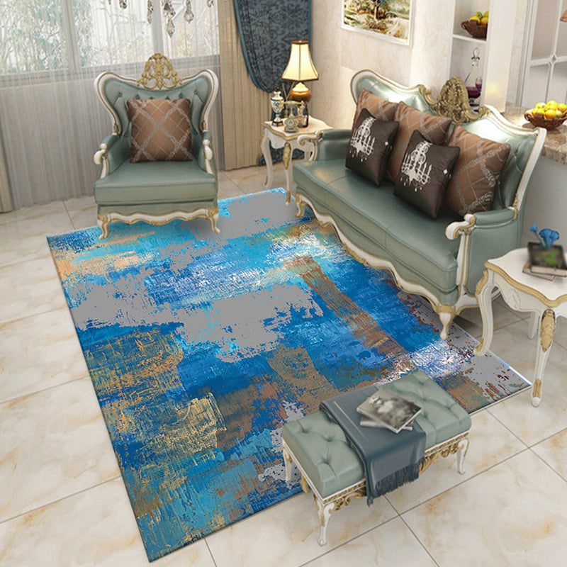 BowLift | Industrial Color Block Carpet Multicolor Polyester Carpet Anti-slip Pet Friendly Washable Area Carpet for Bedroom