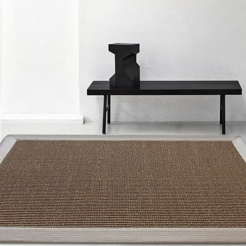BowLift | Casual Plain Rug Brown and Blue Rustic Rug Jute Pet Friendly Washable Non-Slip Rug for Decoration