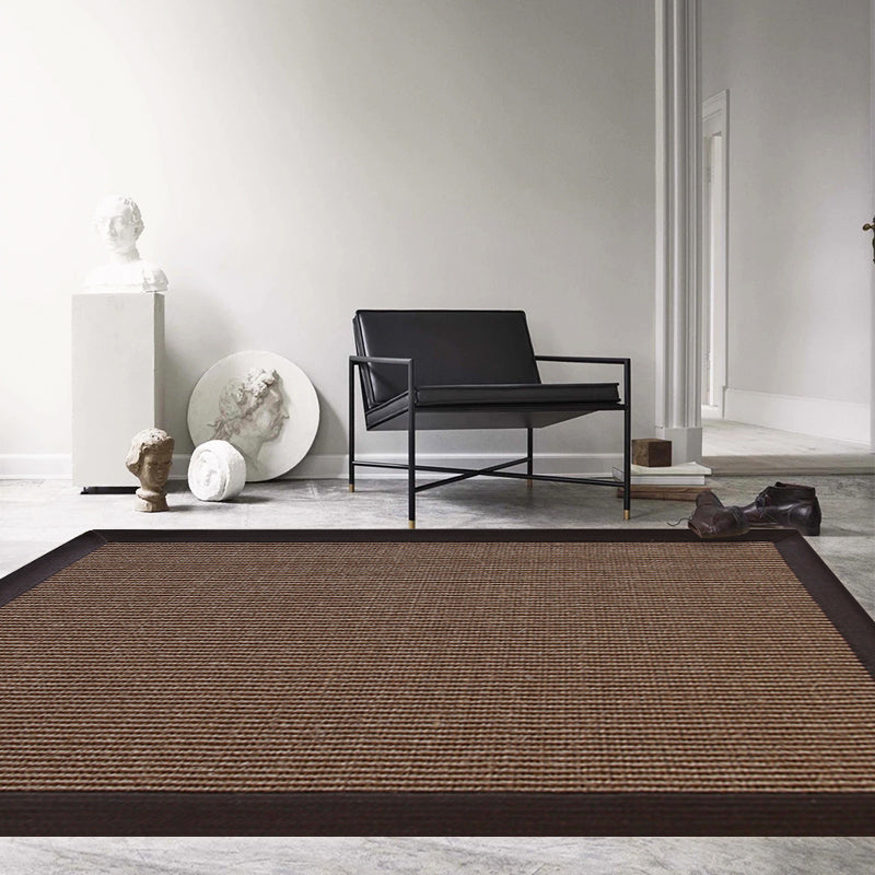 BowLift | Casual Plain Rug Brown and Blue Rustic Rug Jute Pet Friendly Washable Non-Slip Rug for Decoration