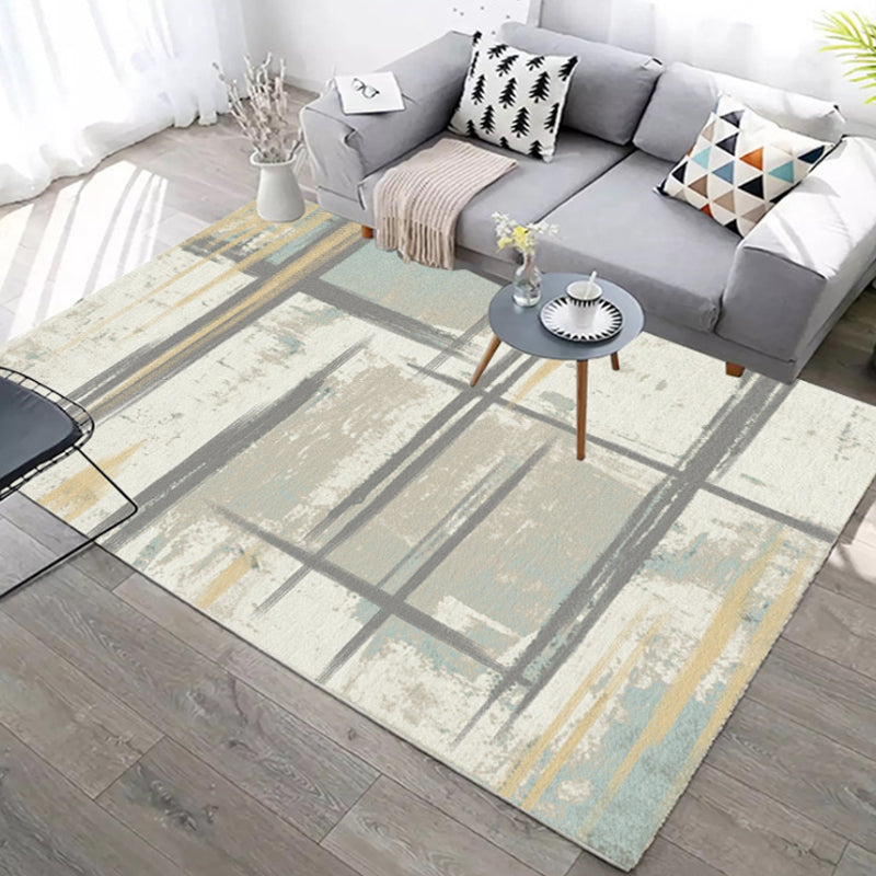 BowLift | Industrial Abstract Floor Rug Multicolor Polyester Rug Non-Slip Pet Friendly Washable Area Rug for Bedroom