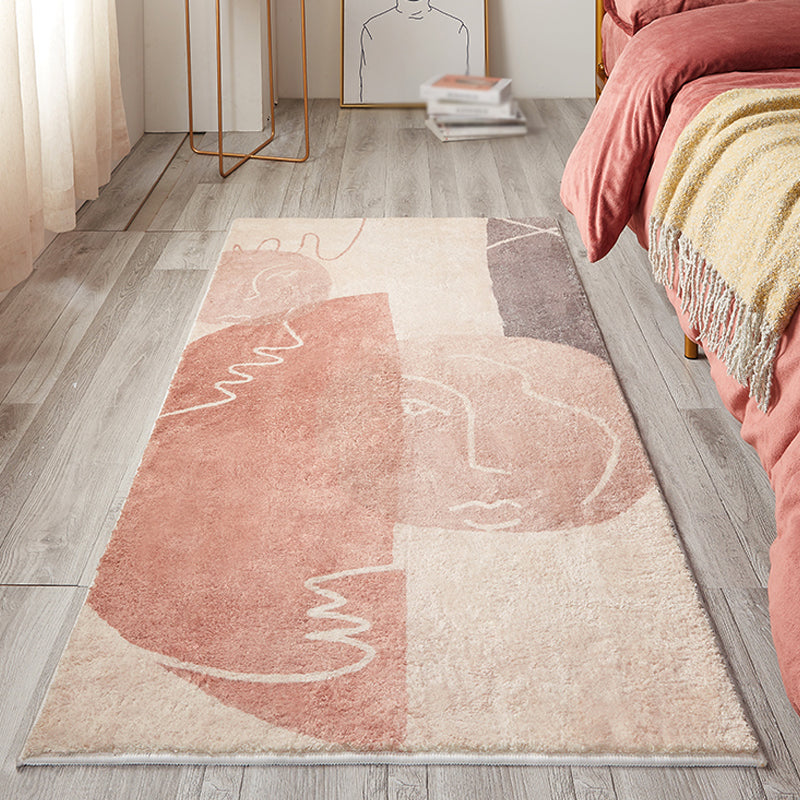 BowLift | Creative Color Block Indoor Rug Pink Minimalist Rug Polyester Pet Friendly Washable Area Rug for Decoration