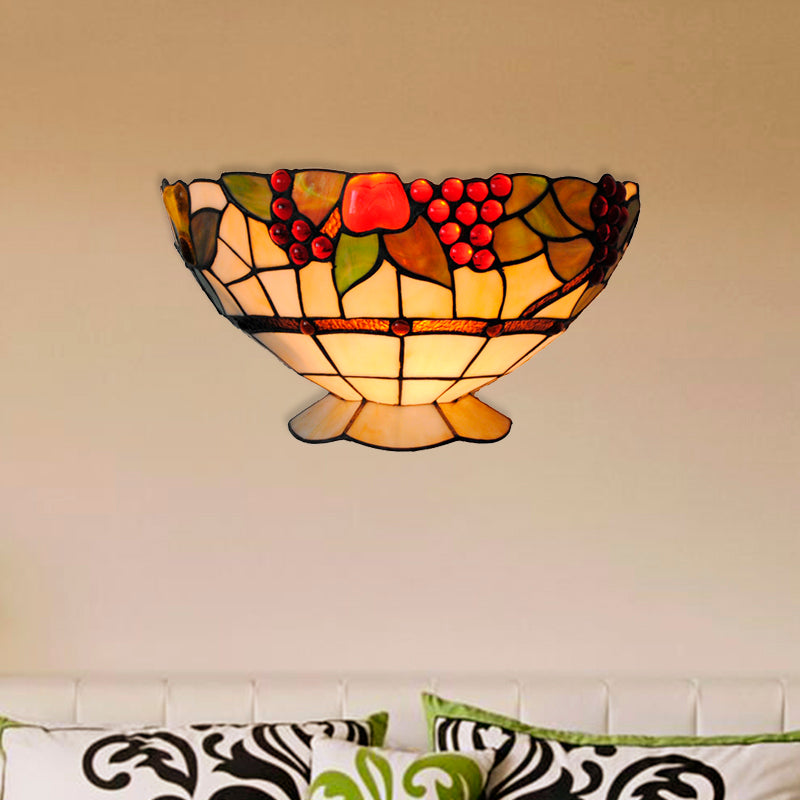 BowLift | Art Deco Wall Lamp with Fruit Pattern Lodge Stained Glass 1 Lamp Wall Lamp Light