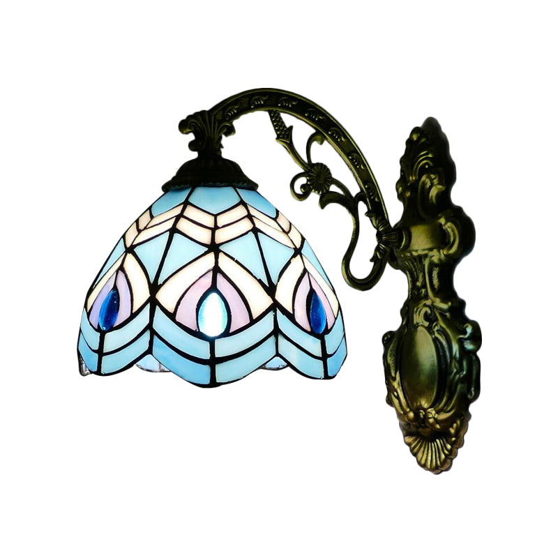 BowLift | Peacock Wall Light Tiffany Style Stained Glass 1 Main Wall Lamp Lighting for Bedroom