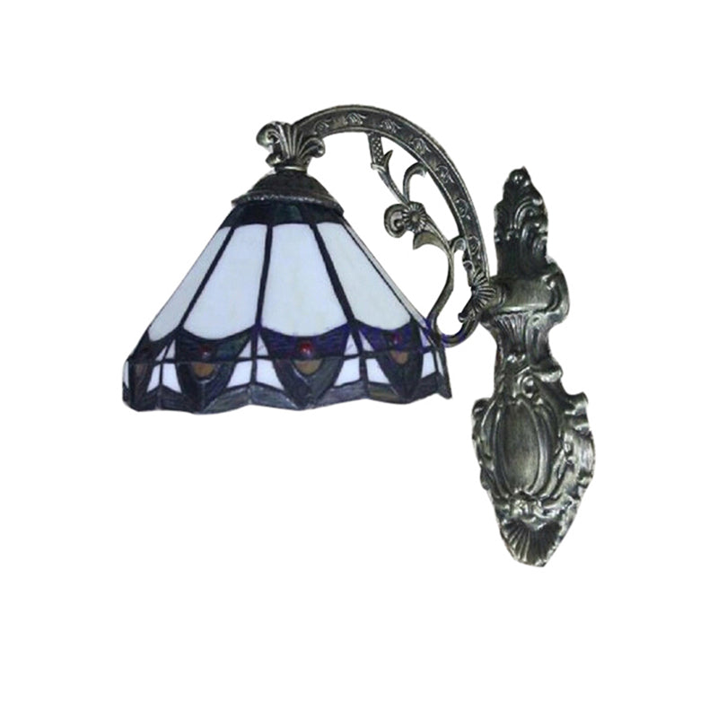 BowLift | Cone Wall Lamp Colored Glass 1 Light Tiffany Indoor Wall Lamp for Bedroom
